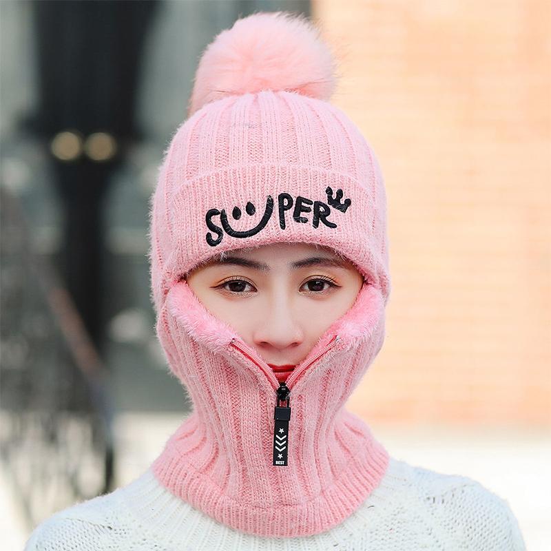 Wool Knitted Hat Scarf Sets Pom Poms Hat Windproof Winter Warm Hat Hat