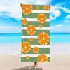 Fresh Orange Slice Print Beach Towel Minimalist Striped Design Beach Blanket Soft Quick Dry Sand Resistant Absorbent Towel