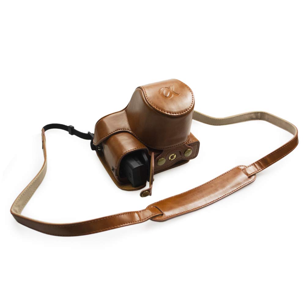 Kinokoo Kameratasche für Sony Kompatibel mit PU Austauschbarem Stativ Schultergurt Vollständiger Schutz A6400/A6100, 16-50mm Objektive, Leder, Buchse,