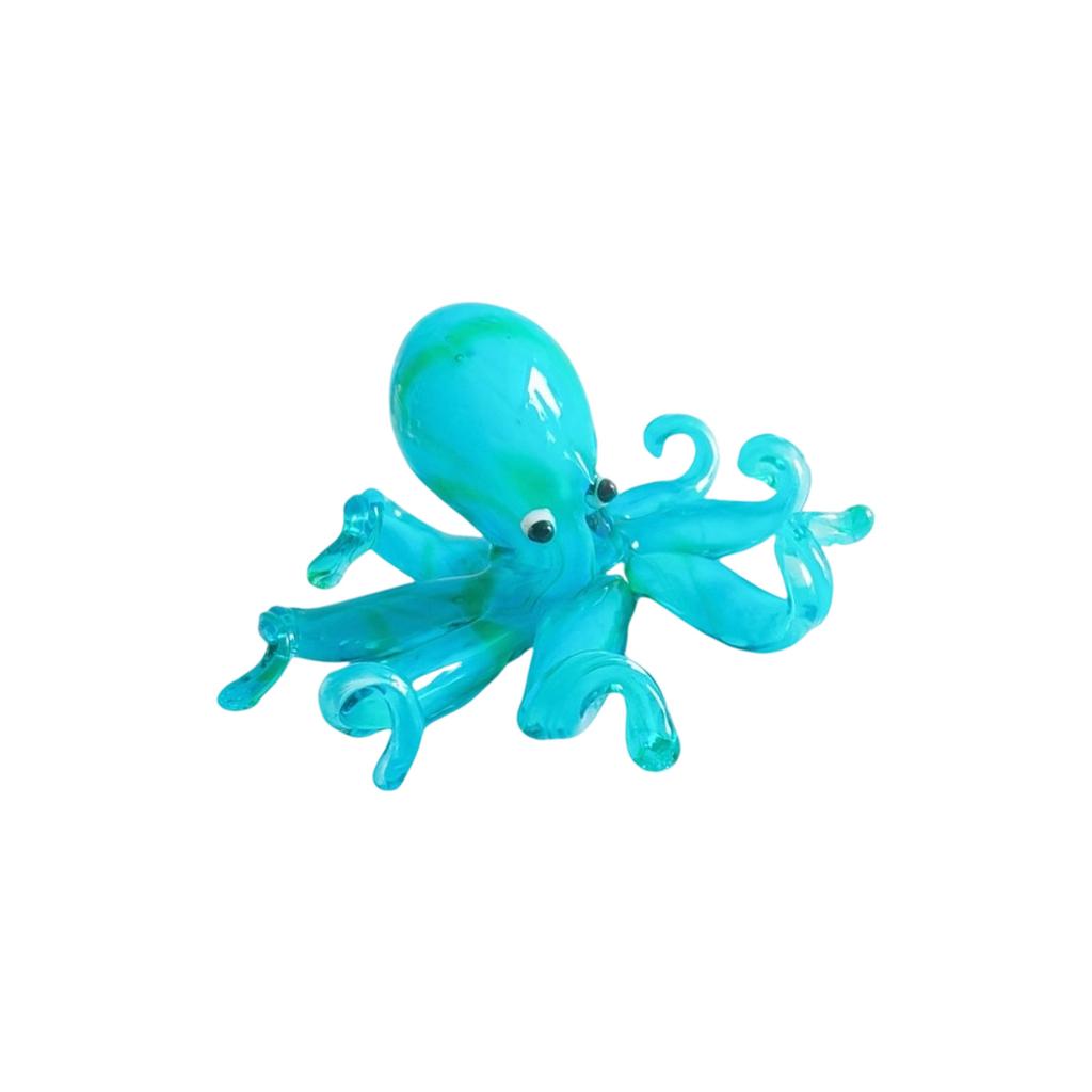 Glass Colorful Octopuses Miniature Sculpture Whimsically Desktop Shelf Decors Gift for Animal Lover Anniversary Celebration