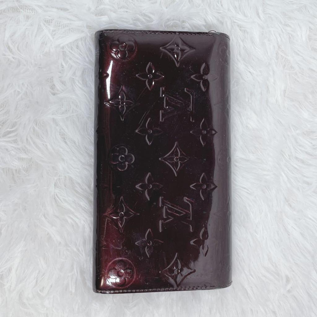 Used Louis Vuitton Vernis Portefeuille Sarah Monogram Burgundy Red Long Wallet