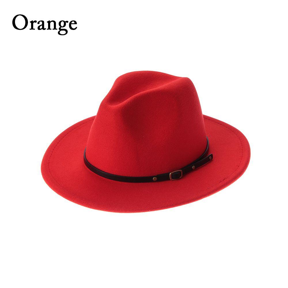 Vintage Felt Fedora Hats with Belt Buckle for Men & Women Wide Brim Outback Hat Panama Jazz Hat Cowboy Hat