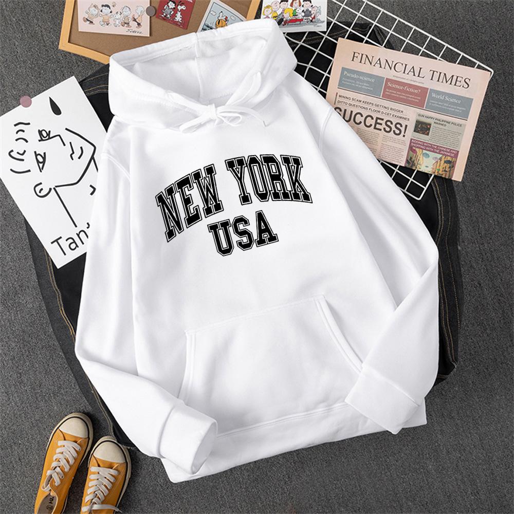 NEW YORK SUA femei Hoody Street Casual Loose hanorac toamna fleece cu glugă hip hop o-neck îmbrăcăminte feminină