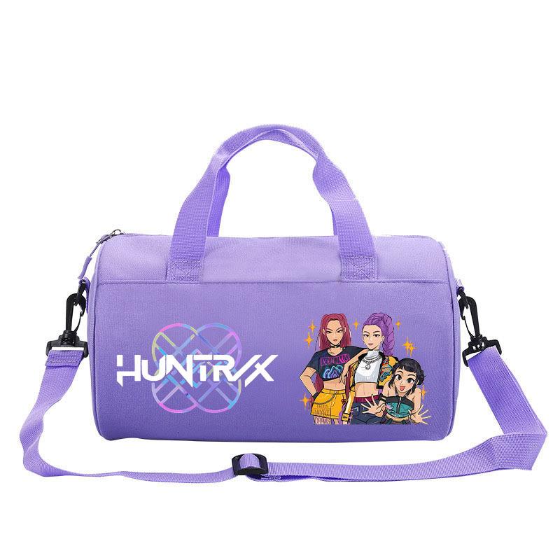 Bolsa Cilindro Fitness com Estampa de Desenho Animado Caçadores de Bruxas KPOP Bagagem Bolsa de Mão Esportiva Bolsa de Viagem