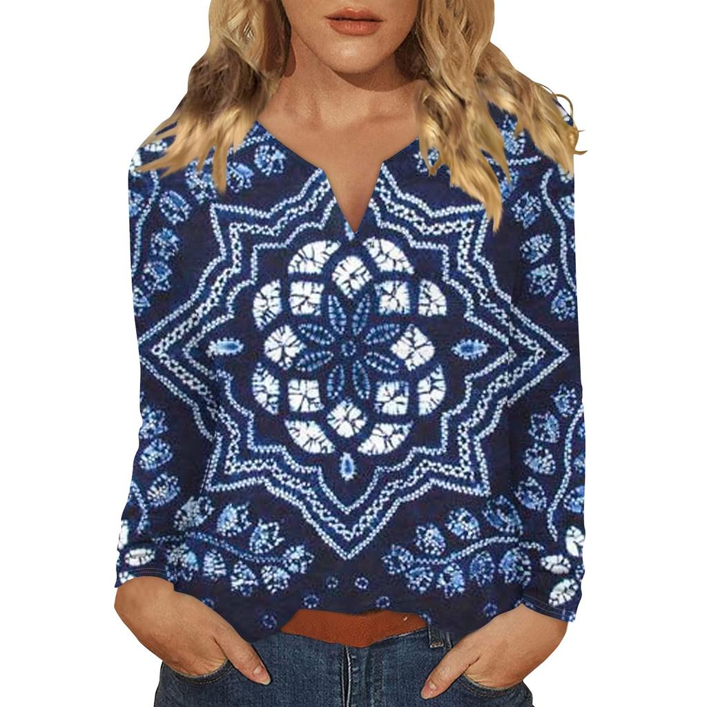 Women's T-shirt Printed Long Sleeved Raglan Sleeves, Daily Fashion Basic V-neck Regular Top