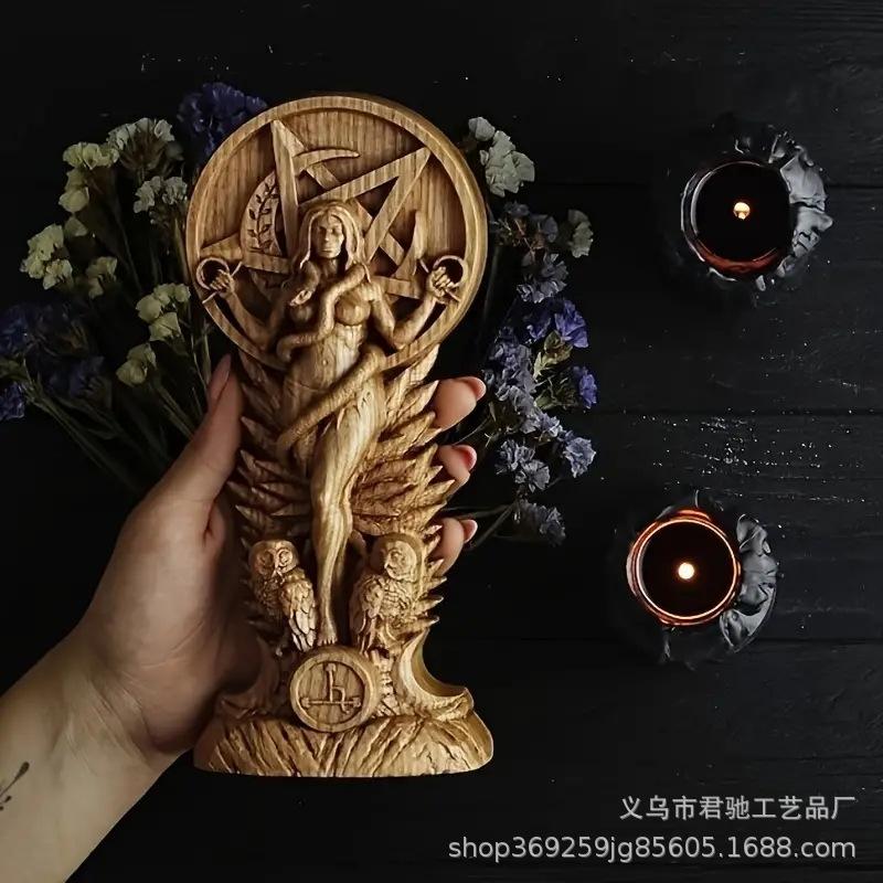 Goddess Witch Serpent Statue Hand Carved Resin Gothic Altar Sculpture Home Table Centerpiece For Goth Home Decoration
