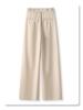 Women's 2025 Gray High-Waisted Wide-Leg Dress Pants - Spring/Autumn Casual and Drapey