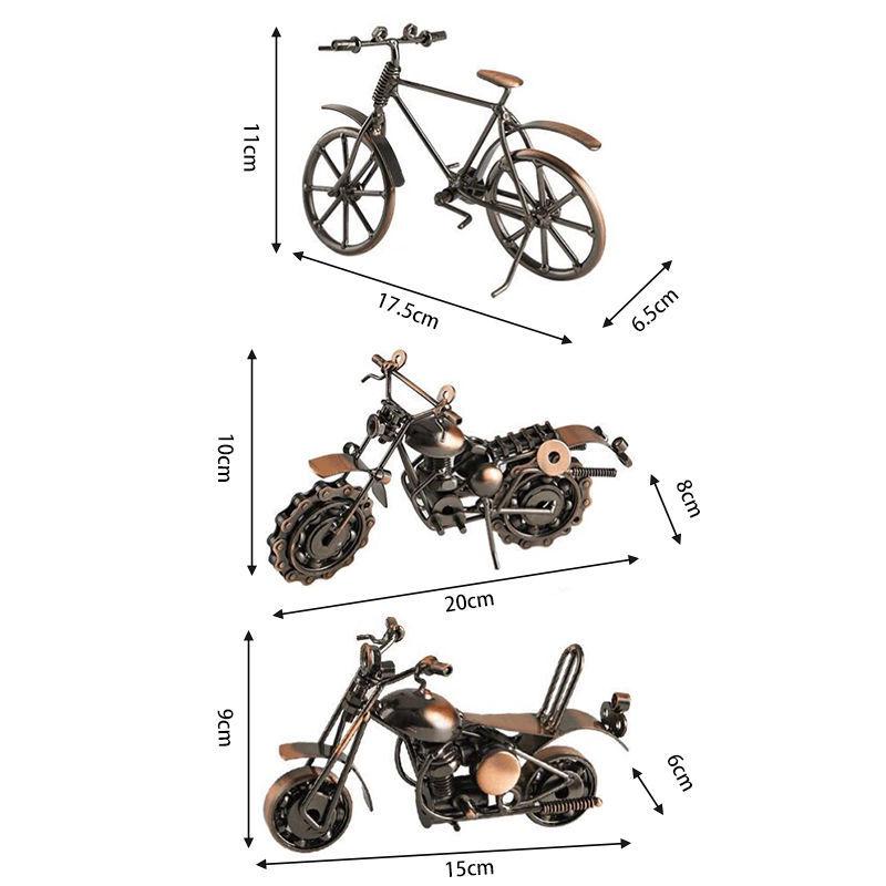 Retro Wrought Iron Harley Motorcycle Model: Industrial Style Ornament for Home Decor