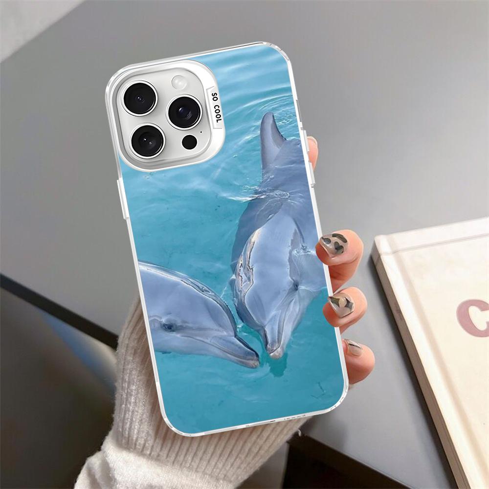 

Sea Animal Cute Dolphin Phone Case For iPhone 16 15 14 13 12 11 Pro Max X XR XSMAX Matte Shockproof Back Cover iPhone 14