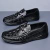 Spring new first-layer cowhide men's beanie shoes crocodile pattern leather casual shoes men's fashion trend men's shoes