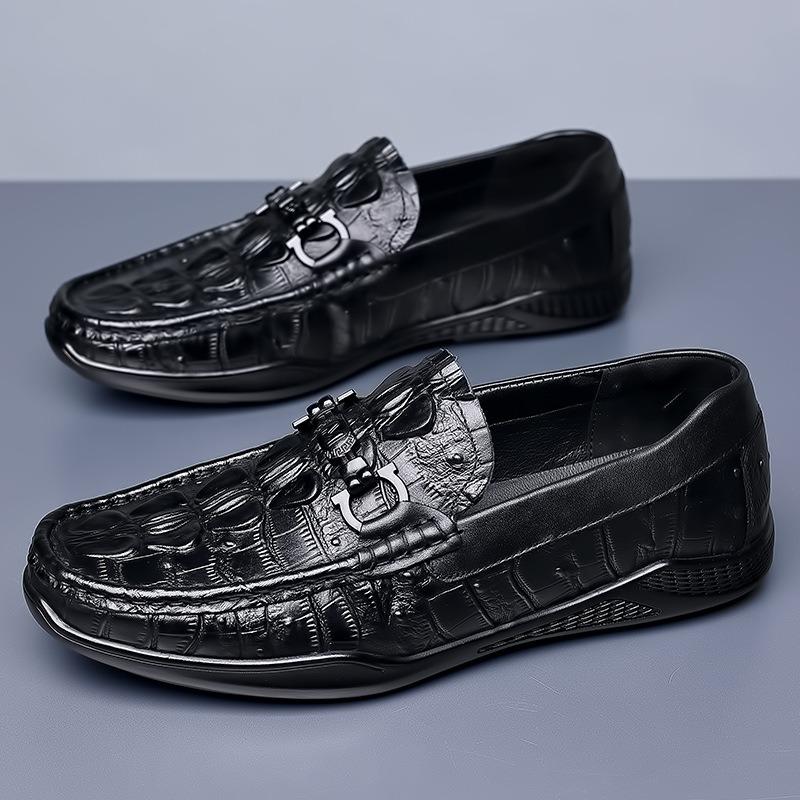 Jarní novinka pánské beanie boty z prvotřídní hovězí kůže krokodýlí vzor kožené ležérní boty pánská módní trendová pánská obuv