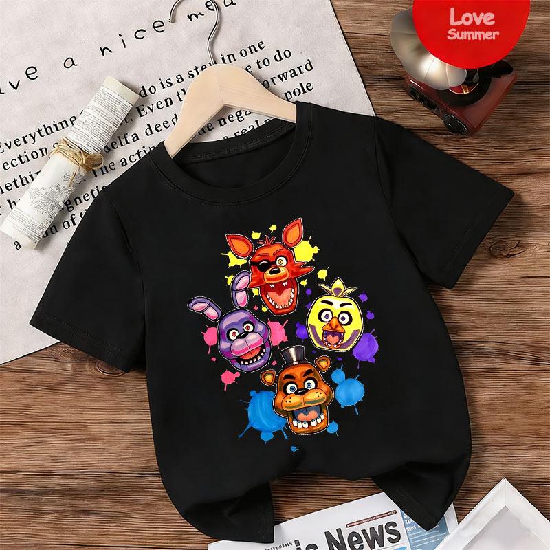 

Мальчики Девочки Футболка с коротким рукавом от 4 до 14 лет FNAF At Freddys Футболки для детей Футболка с юмором Футболки с круглым вырезом Топы 100