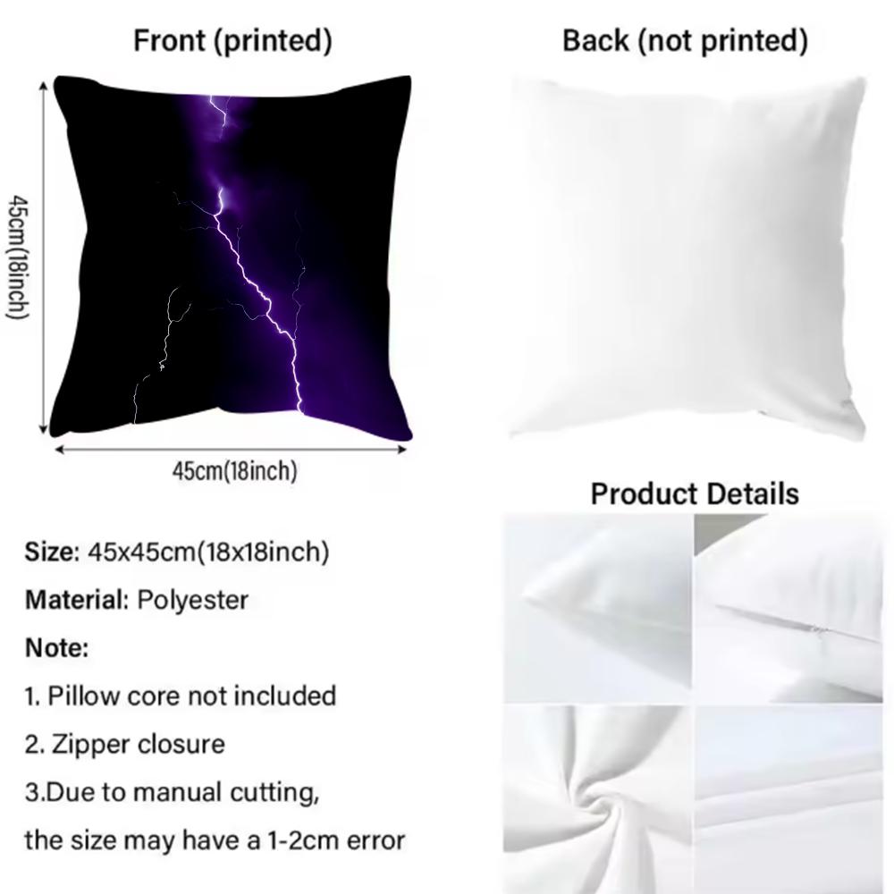 Lightning Cushion Cover Soft Decorative Pillow Case Suitable For Bedroom Sofa Car Travel Use