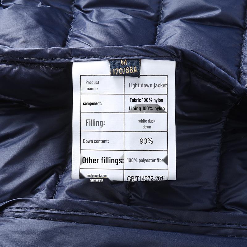 Men's Short Winter Down Jacket - 90% White Duck Down, Lightweight, Warm, Plus Size Available