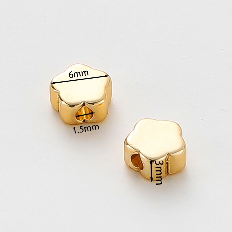 20PCS 14K 18K Gold Plated Brass Round Square Cross Flowers Beads Spacer Beads Jewelry Making Supplies DIY Necklaces Findings