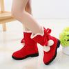 Girls Winter Snow Boots Fleece Lining Round Toe Striped Pattern Zipper Closure Ankle High PVC Sole Fabric Insole Random Style Pink Black Red