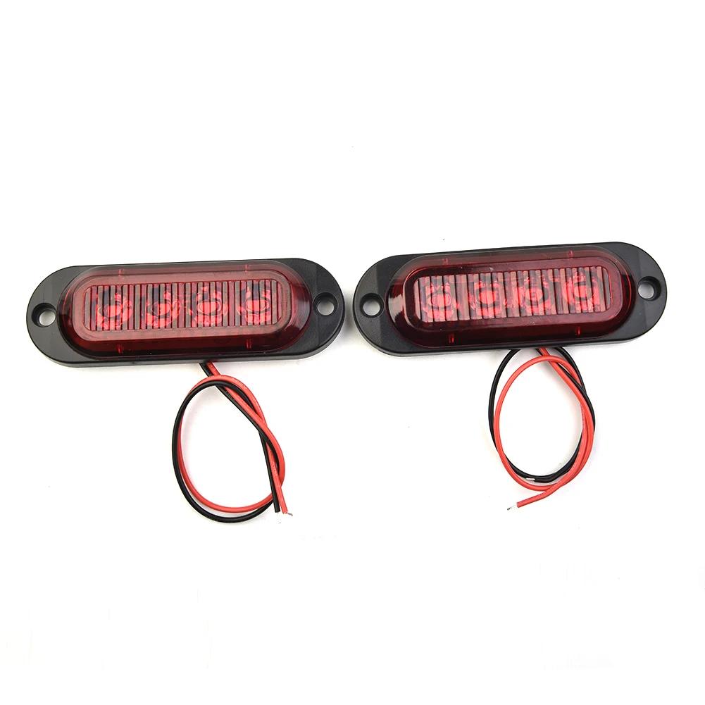 2pcs LED Side Marker Lights Red DC 12V-24V ABS+PC Low Power Consumption, Fully Waterproof, Shockproof Car Side Marker Lights