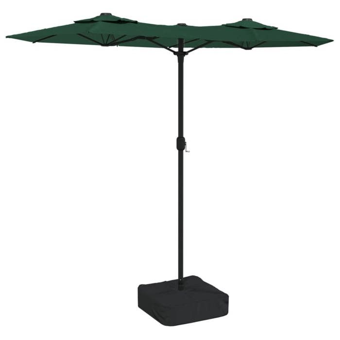 VidaXL Parasol de Jardin à Double Tête avec LED, Pare-soleil de Patio, Abri de Soleil, Parasol de Plage Terrasse Extérieur, 362970