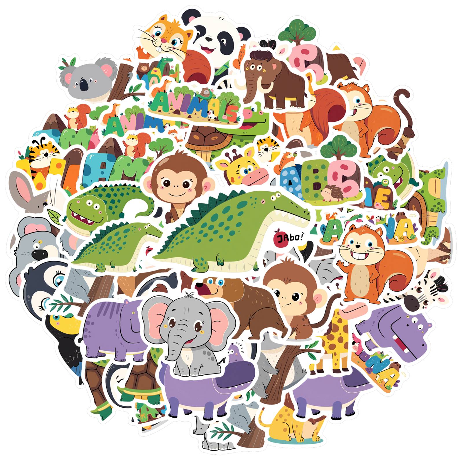 

35pcs Playful Cartoon Stickers Cartoon Animals Animal Stickers Cartoon Stickers For Suitcase Fridge Phone Luggage Laptop Guitar