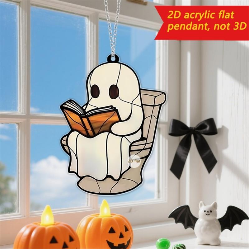 Cartoon Halloween Ghostly 2D Flat Acrylic Wall Decors Light Hanging Craft Ornament For Home Office School Decoration