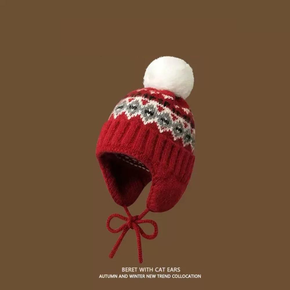 Wool Fair Isle Style Beanies Printed Lei Feng Hat Fashion Jacquard Knitted Hat  Outdoor
