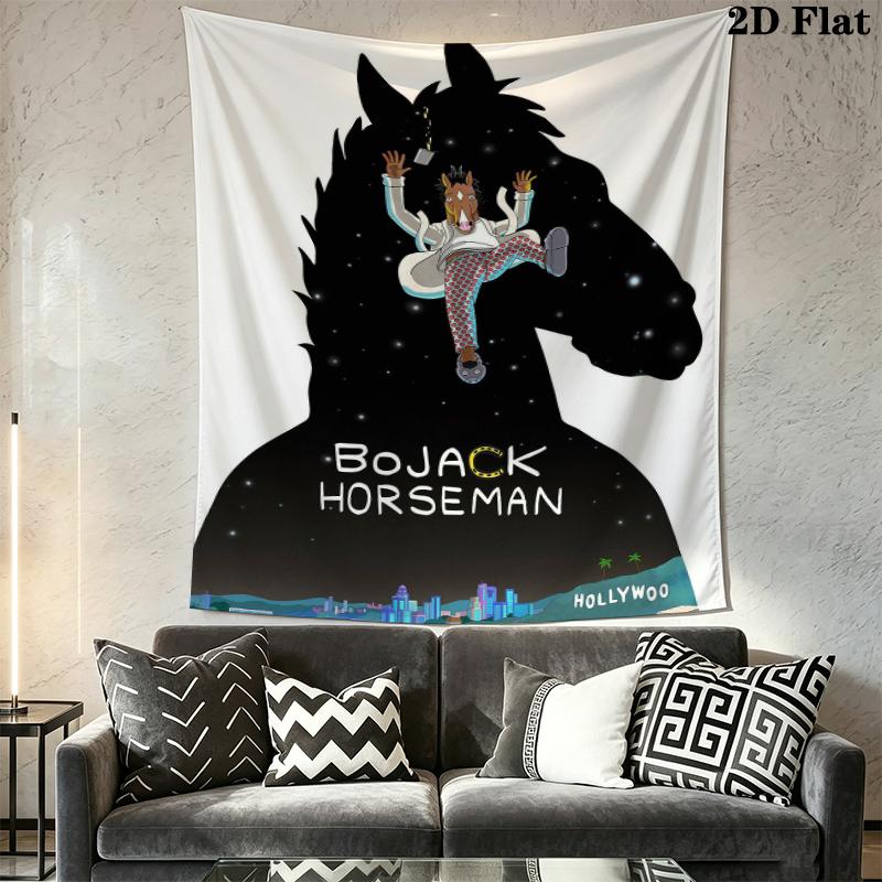 BoJack Horseman Gobelin Ścienny Estetyczny Dekor Ścienny Drukowany Materiał Kocyk Dekoracyjne Gobeliny do Sypialni Salonu Wystrój Domu