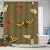 Animal Style Printed Shower Curtains Vintage Butterfly Design for Bathroom Decoration, Waterproof Washable Fabric Decorations (G