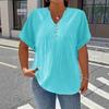 Elegant Casual T-Shirt - Women's Plus Size - Plus Size - New European and American - Spring/Summer Short Sleeve - Button Solid Color