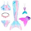 Mädchen Schwanzflosse Meerjungfrau Kostüm Kleid Cosplay Weihnachten Geburtstag Geschenk Badeanzug Kann Monoflosse Finne Hinzufügen Halloween Kostüm