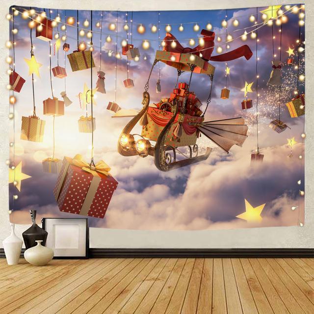 Christmas Snow Scene Santa Claus Tapestry Gift Background Decoration Tapestry Christmas Party Decoration Tapestry