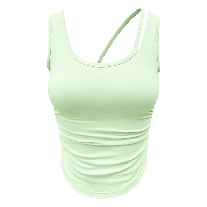 

Женская летняя майка для йоги с U-образным вырезом - Утягивающая, красивый дизайн спины с фиксированными чашками S мятный зеленый
