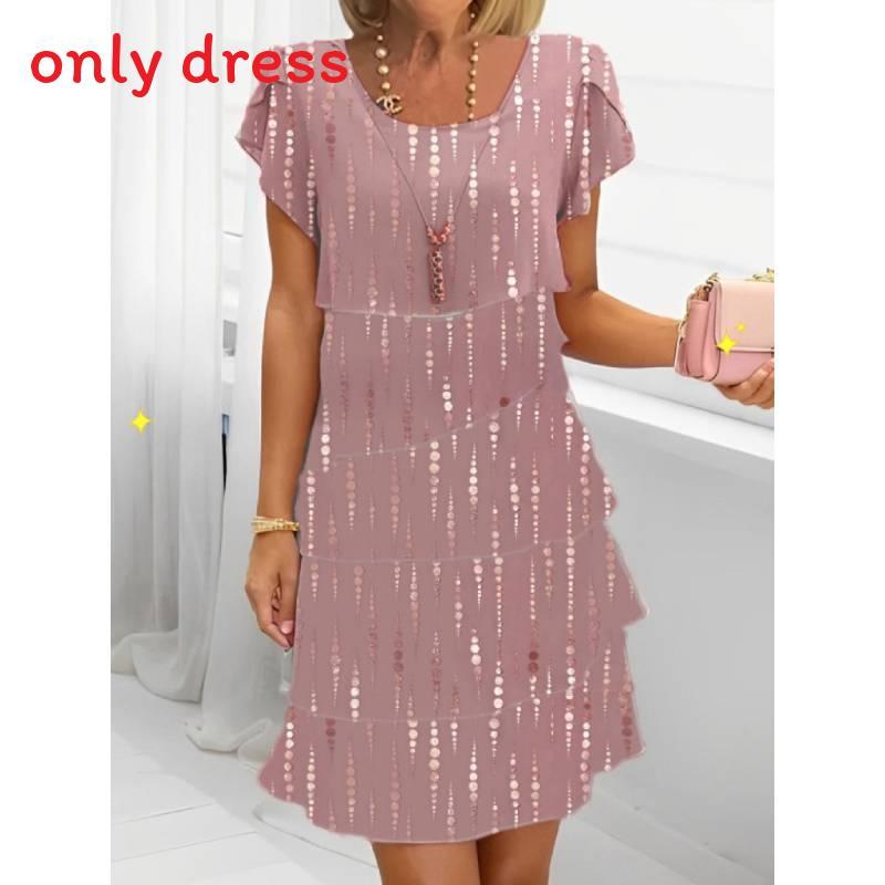 Polyester Short Sleeve Floral Print Dress With Digital Printing For Casual Spring Wear