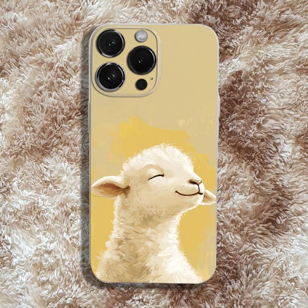 Cute Sheep Phone Case For iPhone 16,15,14,13,12,11 Pro,Max,Plus,X,XS,XR,SE4,E Mini Transparent Soft Cover