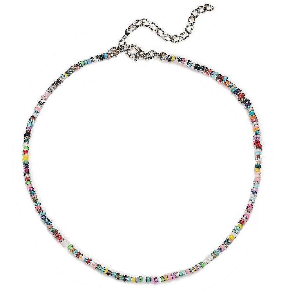 Boho Seed Bead Necklace Tiny Colorful Necklace Choker Vintage Beaded Neck Chain Jewelry For Women And Girls (colorful) - Ri
