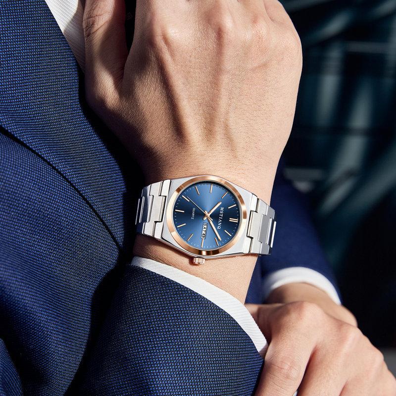 Fashion Thin Men'S Watch Quartz Watch Steel Belt Calendar Business High Value Watch Men