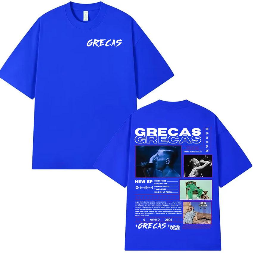 Rapper Grecas 2025 Album Graphics Tshirts Men Gothic High Quality Cotton Tshirt Vintage Oversized Short Sleeve Tees Streetwear