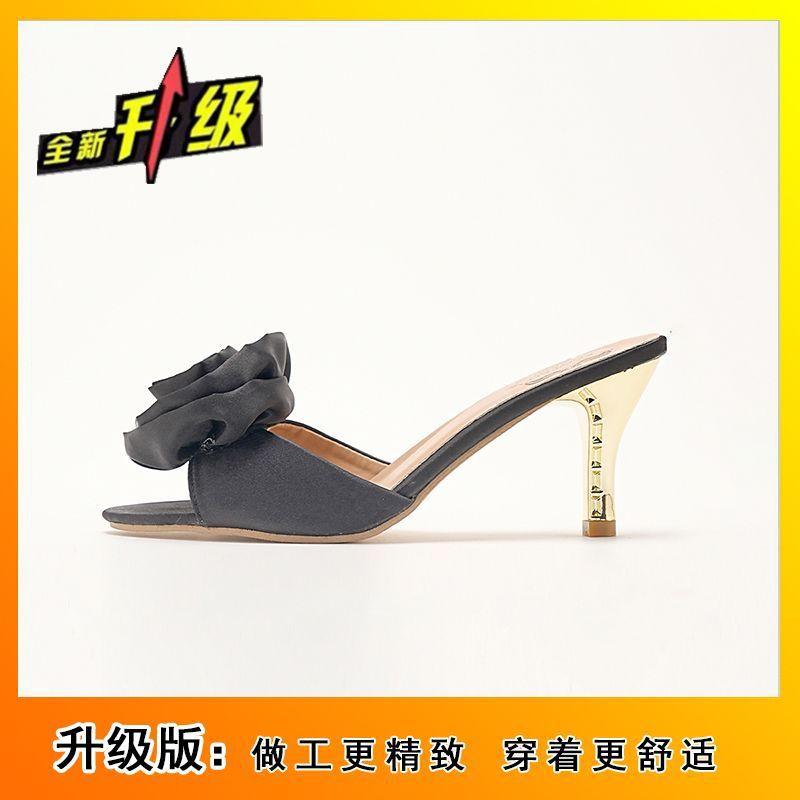 Fairy sandals wear sweet slippers female flower stiletto high heel slippers female shoes 2025 new summer
