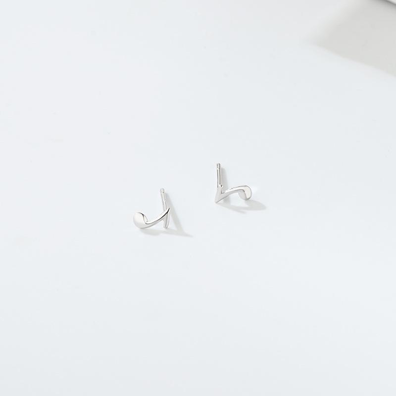 Korean Style S925 Sterling Silver Star & Moon Stud Earrings for Women