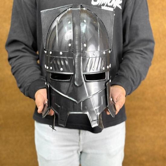 Black Moria Dwarven Battle Helmet LOTR-Inspired Medieval Armor for LARP, Cosplay, Knight Attire, and Collectible Display