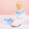 Cute Girls Cotton Slouch Socks for Toddlers with Multi-Layer Lace Trim and - Princess