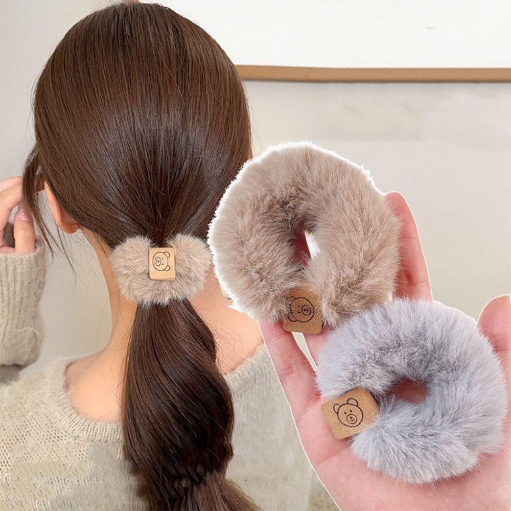 Korean Style Hair Rope Bear Ponytail Headband Fashion Plush Hair Band