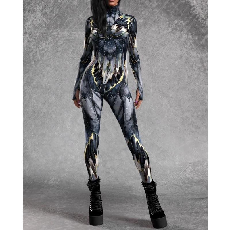 Unisex Cyber Punk 3D Digitaltryck Halloweenfest Rollspelsdräkt Kvinnor Män Cosplay Kostym Karnevals Jumpsuit