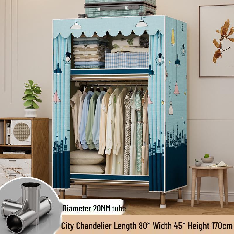 Sturdy Reinforced Steel Frame Fabric Wardrobe for Home & Bedroom Use