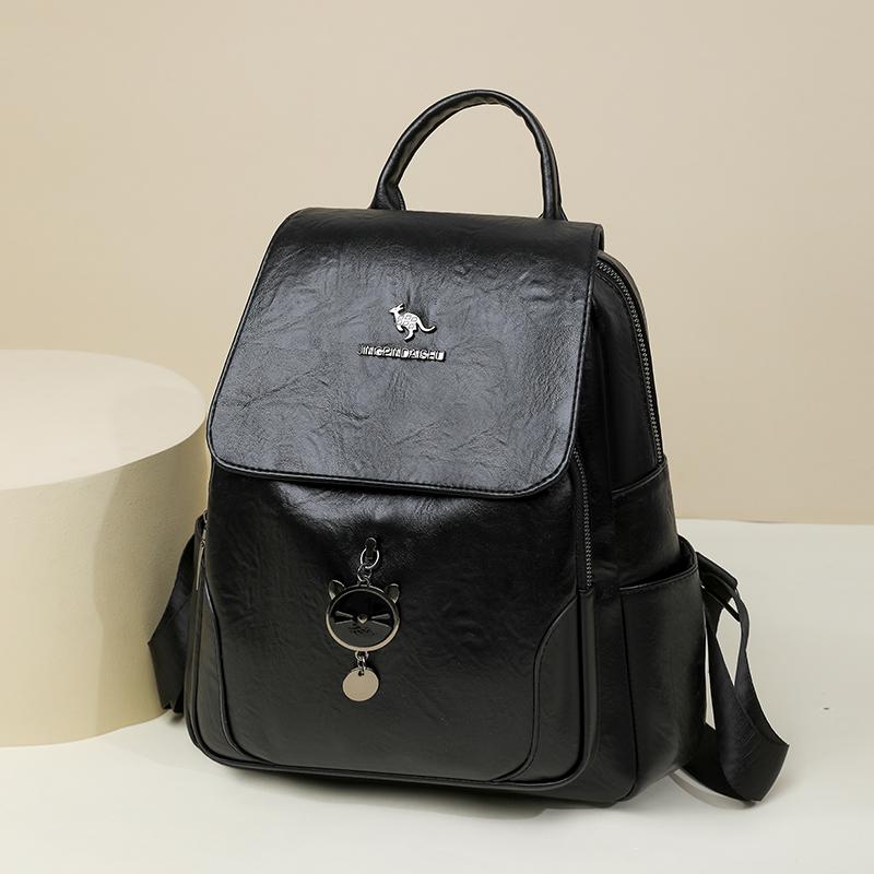 Umwandelbarer Klappen-Rucksack-Tasche mit Seitentaschen, lässiger Faux-Leder-Tagesrucksack für Damen, für den täglichen Gebrauch