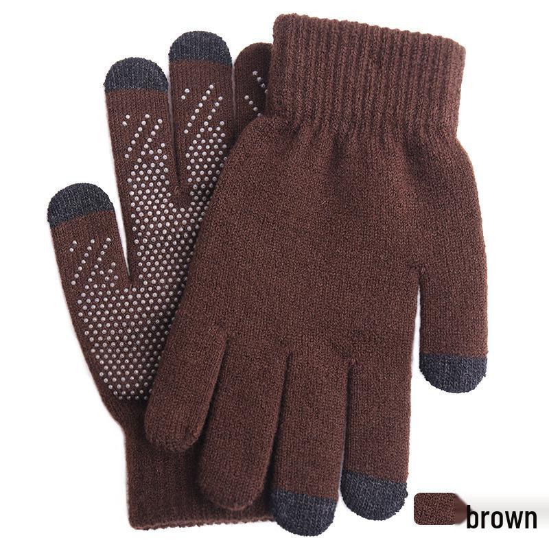 "Warm Knitted Touchscreen Gloves for Couples: Thick Non-Slip Wool, Men’s & Women’s Winter Design."