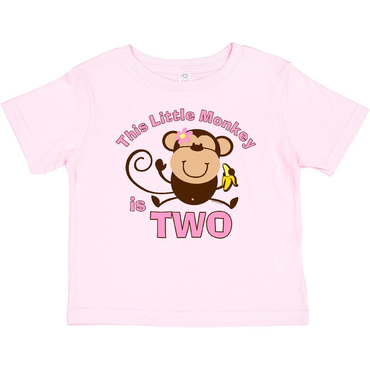 Inktastic Little Monkey Girl 2nd Birthday Baby T-Shirt Pink Two Banana Safari 100