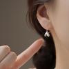 Copper Material Minimalist Magnolia Flower Stud Earrings Light Luxury Jewelry Daily Wear Accessories for Women
