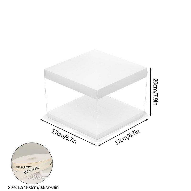 Gift Box with Ribbon Transparent Cake Gift Box Birthday Cake Packaging Supplies Clear Plastic Candy Box Mother's Day Gift