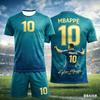 Summer Mbappé No.10 Football Jersey Color-Block Printed Adult/Kids Parent-Child Style Quick-Dry T-Shirt and Shorts Sports Set