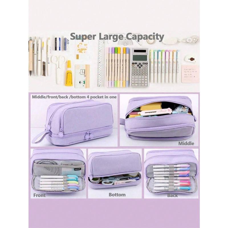 1pc Large Pencil Case, High Capacity Holder Box Storage Bag, Large Capacity Multi-Layer Pen Bag, Desk Organizer Marker Pouch Pen